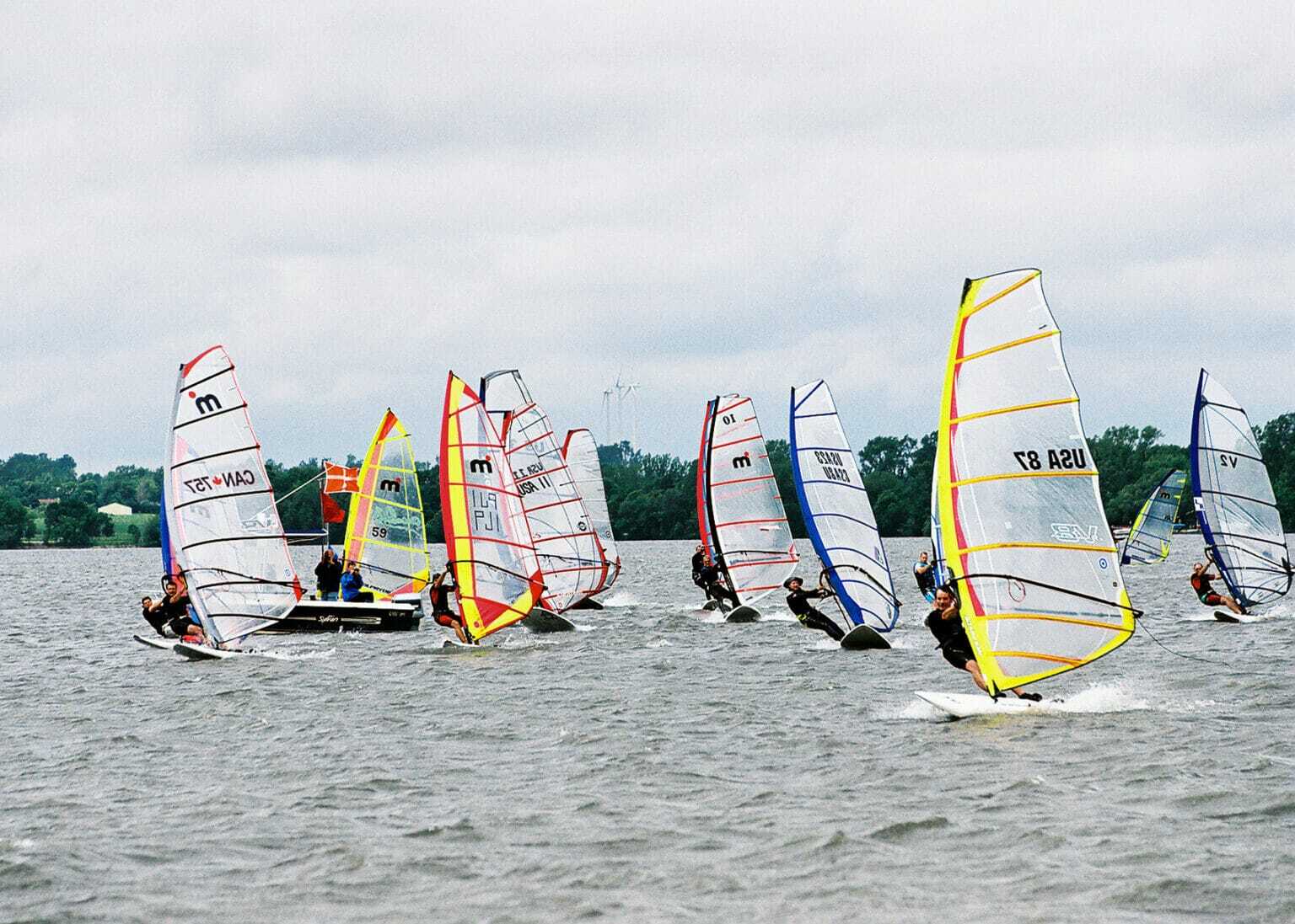 Regatta Sail Boats on the lake on windy day