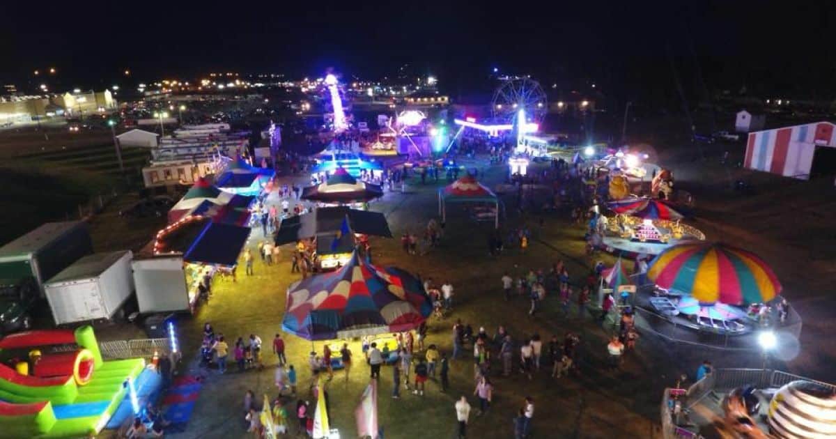 Nobles County Fair rides at night