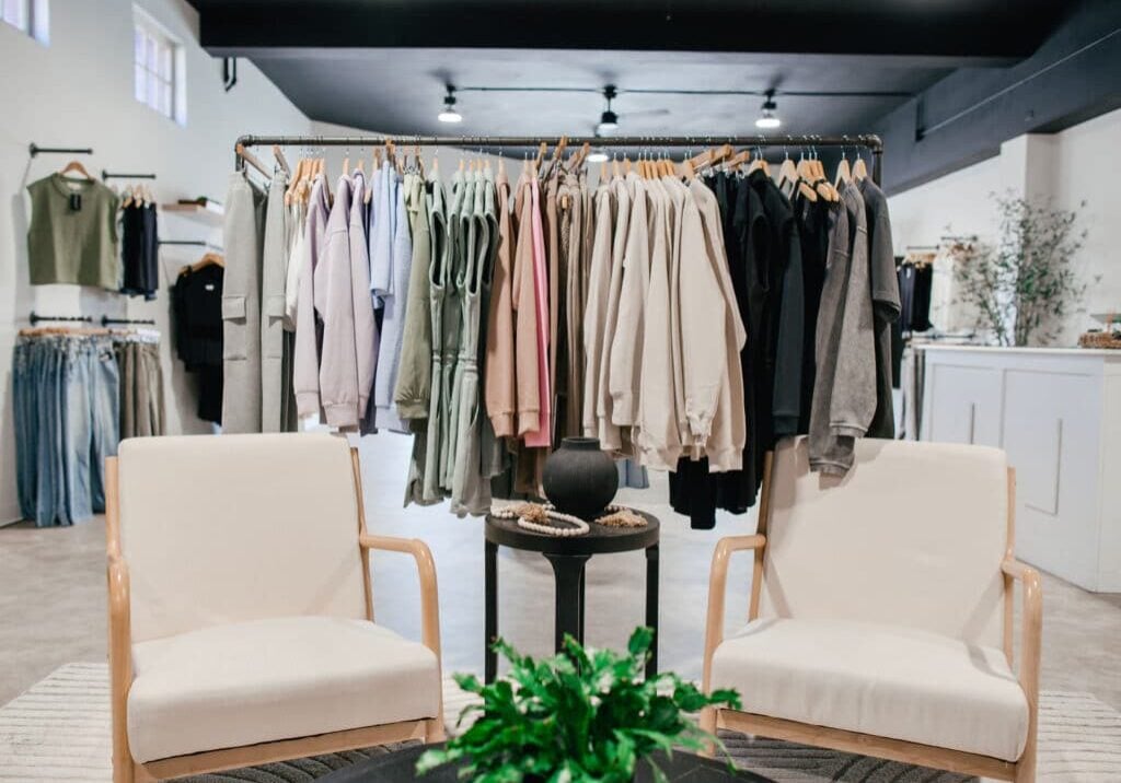 Clothing rack at a boutique in Worthington, MN